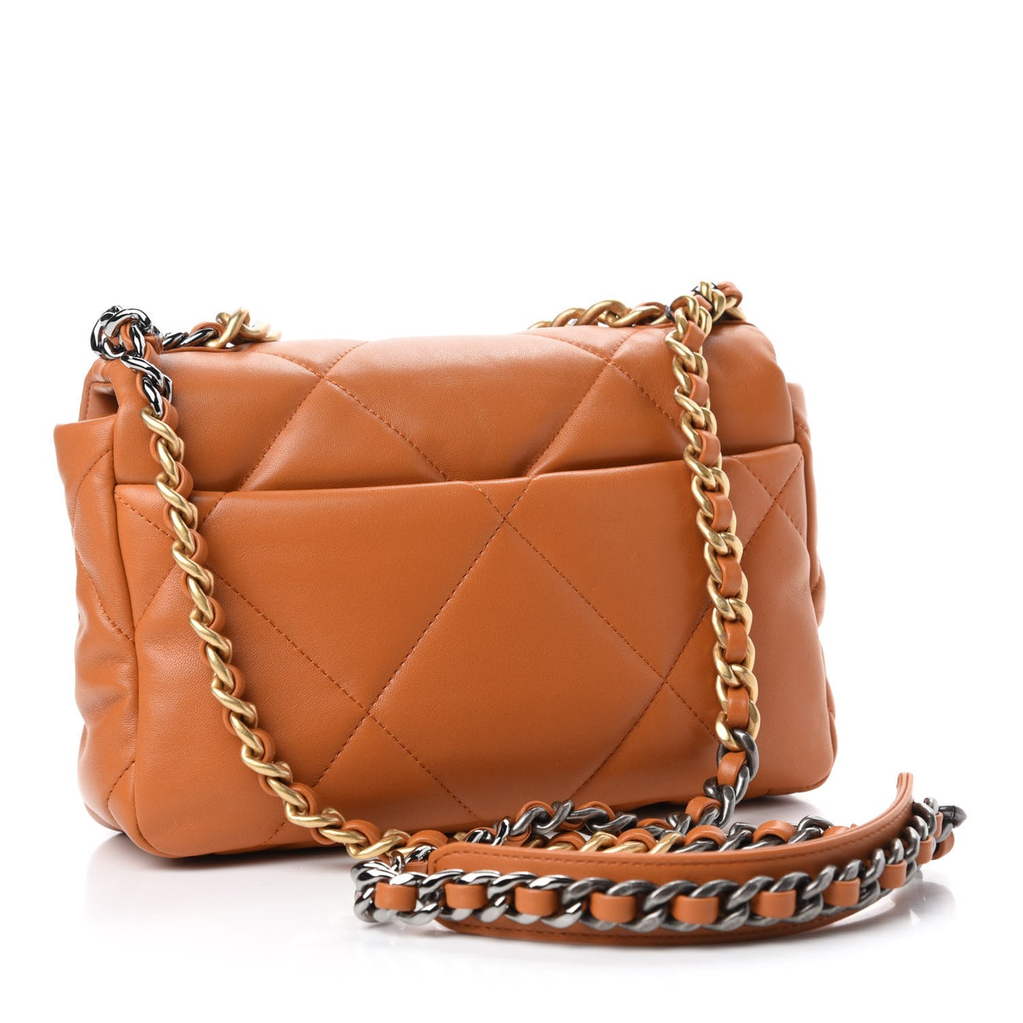 Lambskin Quilted Medium Chanel 19 Flap Light Brown