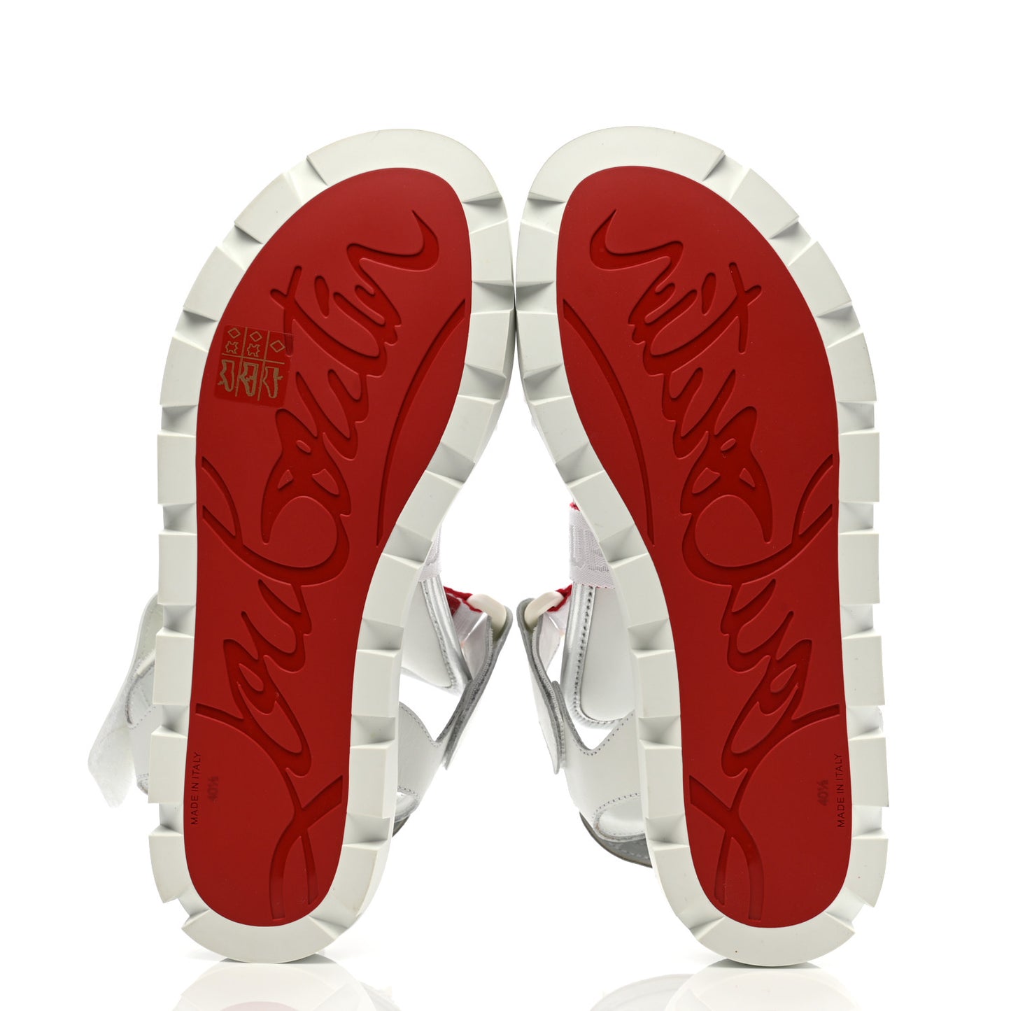 Calfskin Velcrissimo Flat Sandals 40.5 Blanco Silver