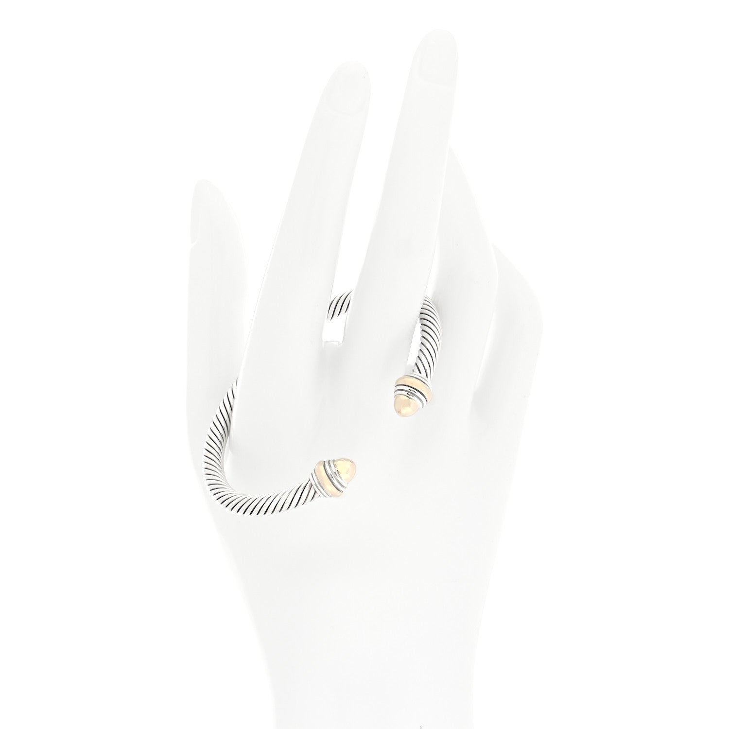 David Yurman Sterling Silver 14K Yellow Gold 5mm Cable Classics Dome Bracelet 2 of 4