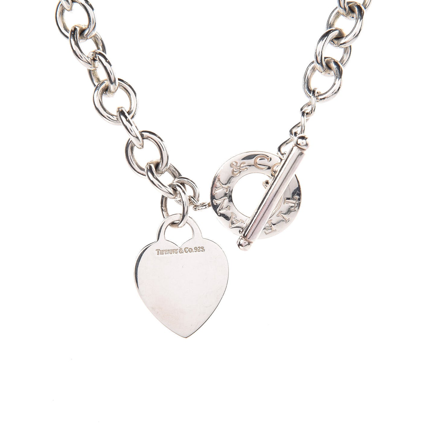 Sterling Silver Heart Tag Toggle Necklace