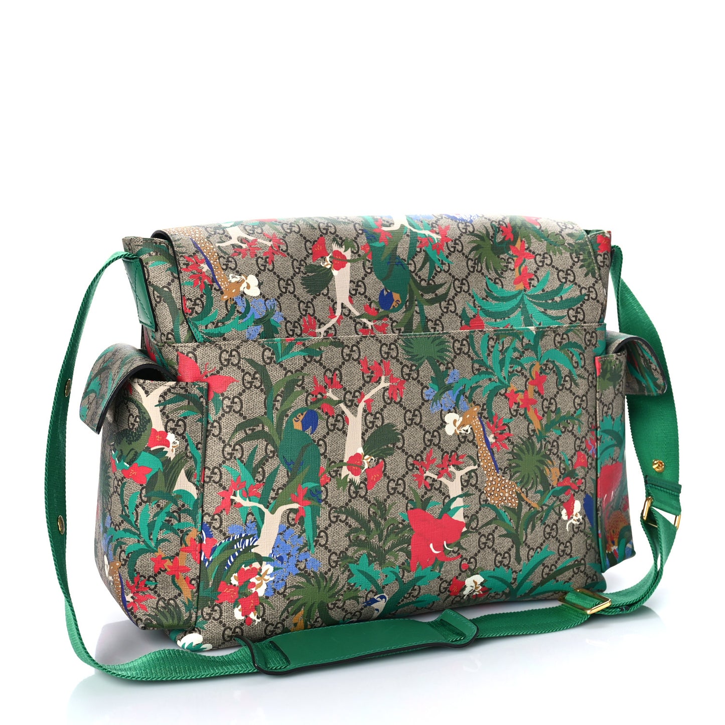 GG Supreme Monogram Jungle Diaper Bag Green