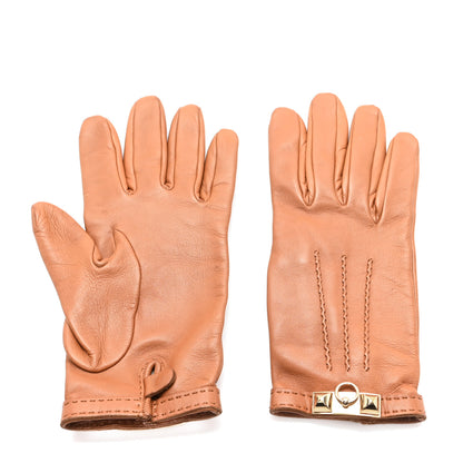 Hermes Lambskin Collier De Chien Gloves 7.5 Brown 1 of 4