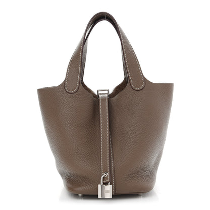 Hermes Taurillon Clemence Picotin Lock 18 PM Etoupe 1 of 9