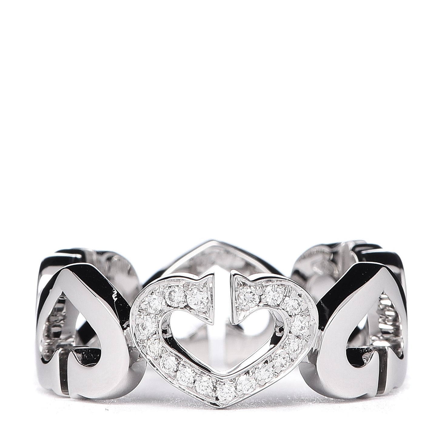 18K White Gold Diamond Hearts and Symbols Ring 50 5.25