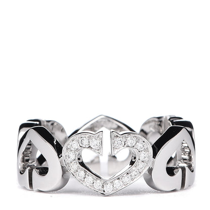 Cartier 18K White Gold Diamond Hearts and Symbols Ring 50 5.25 1 of 6