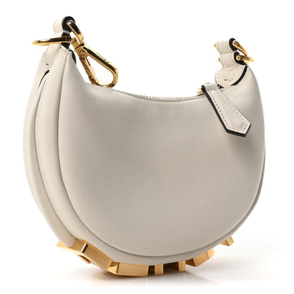 Fendi Vitello Grace Matte Nano Fendigraphy Hobo Charm White Ice 3 of 10