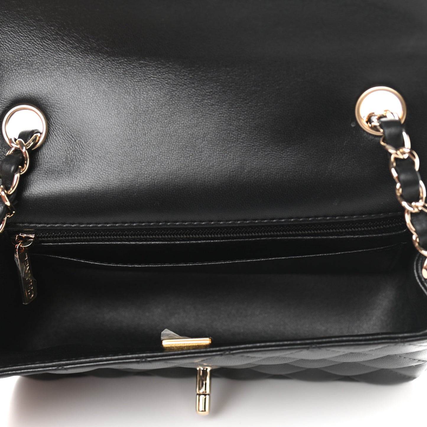 Lambskin Quilted Mini Rectangular Flap Black