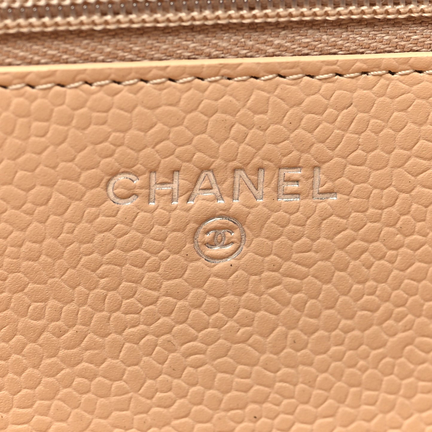 Caviar Quilted Wallet On Chain WOC Beige