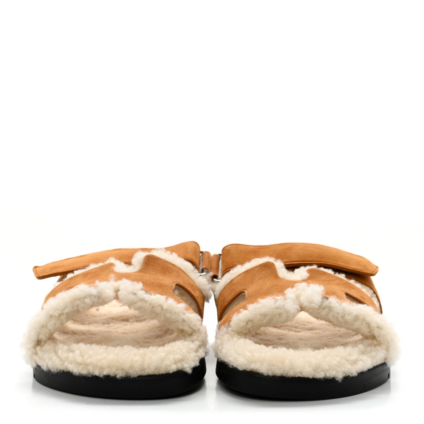 Suede Goatskin Woolskin Womens Chypre Sandals 38 Naturel Ecru