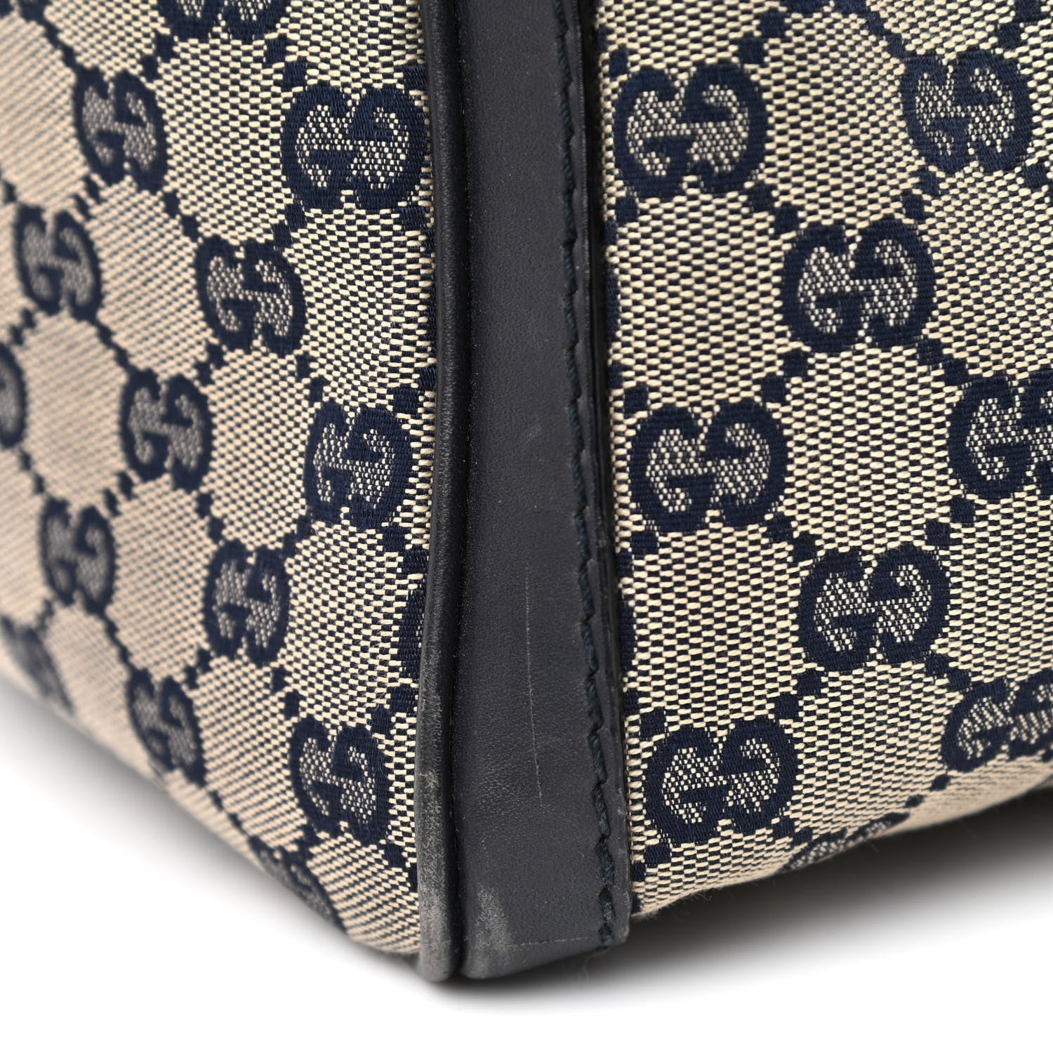Gucci Monogram Selleria Calfskin Vintage Web Medium Boston Beige Blue 12 of 15