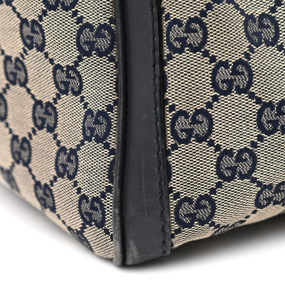 Gucci Monogram Selleria Calfskin Vintage Web Medium Boston Beige Blue 12 of 15
