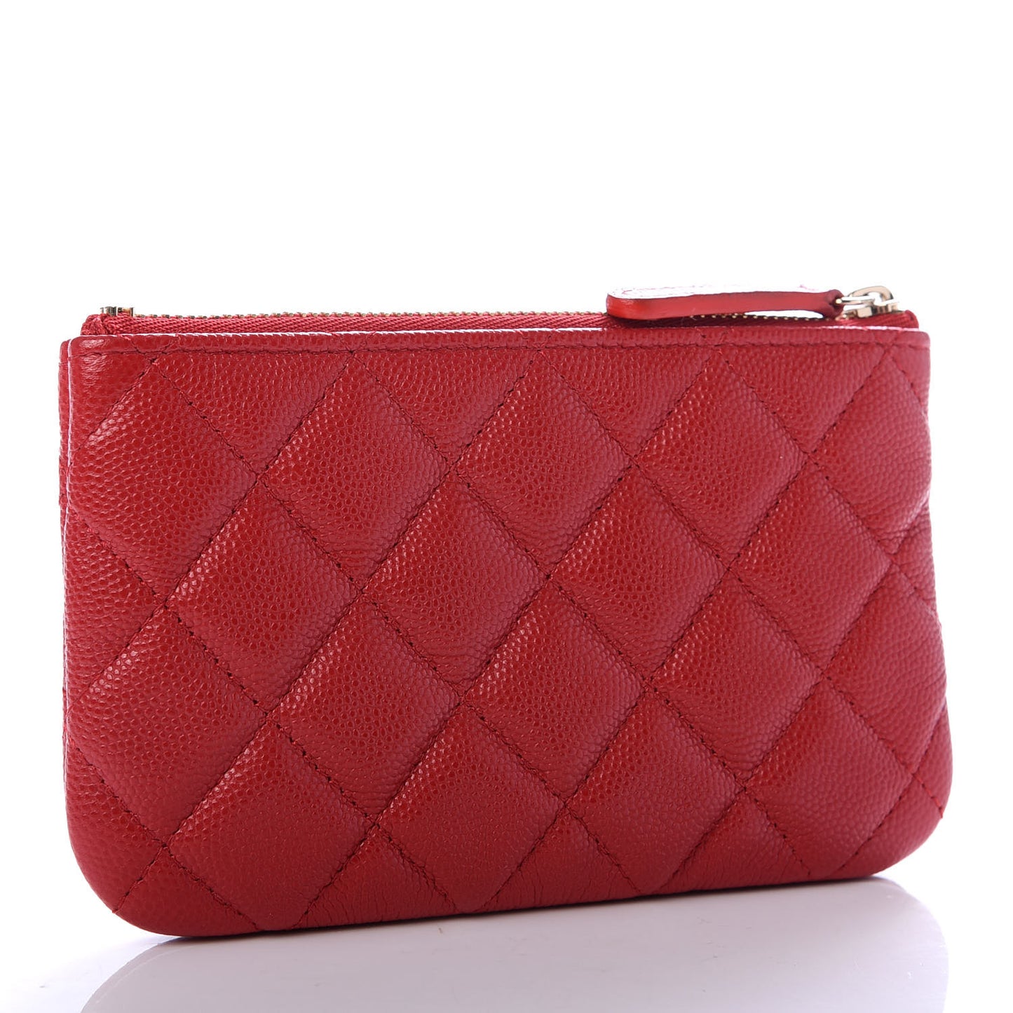 Caviar Quilted Small Cosmetic Case Red