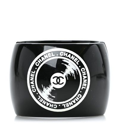 Chanel Resin CC Cuff Vinyl Record Black White 1 of 5