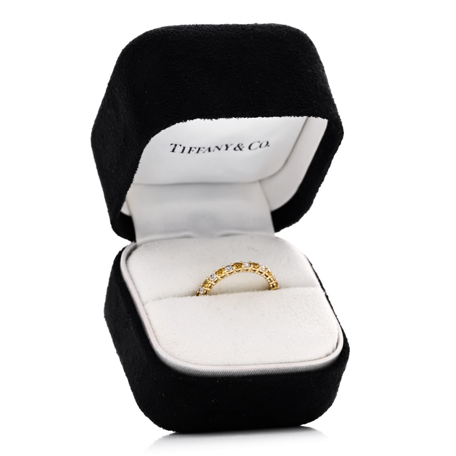 Tiffany 18K Yellow Gold Diamond Yellow Sapphire Eternity Band Ring 49 4.75 5 of 5