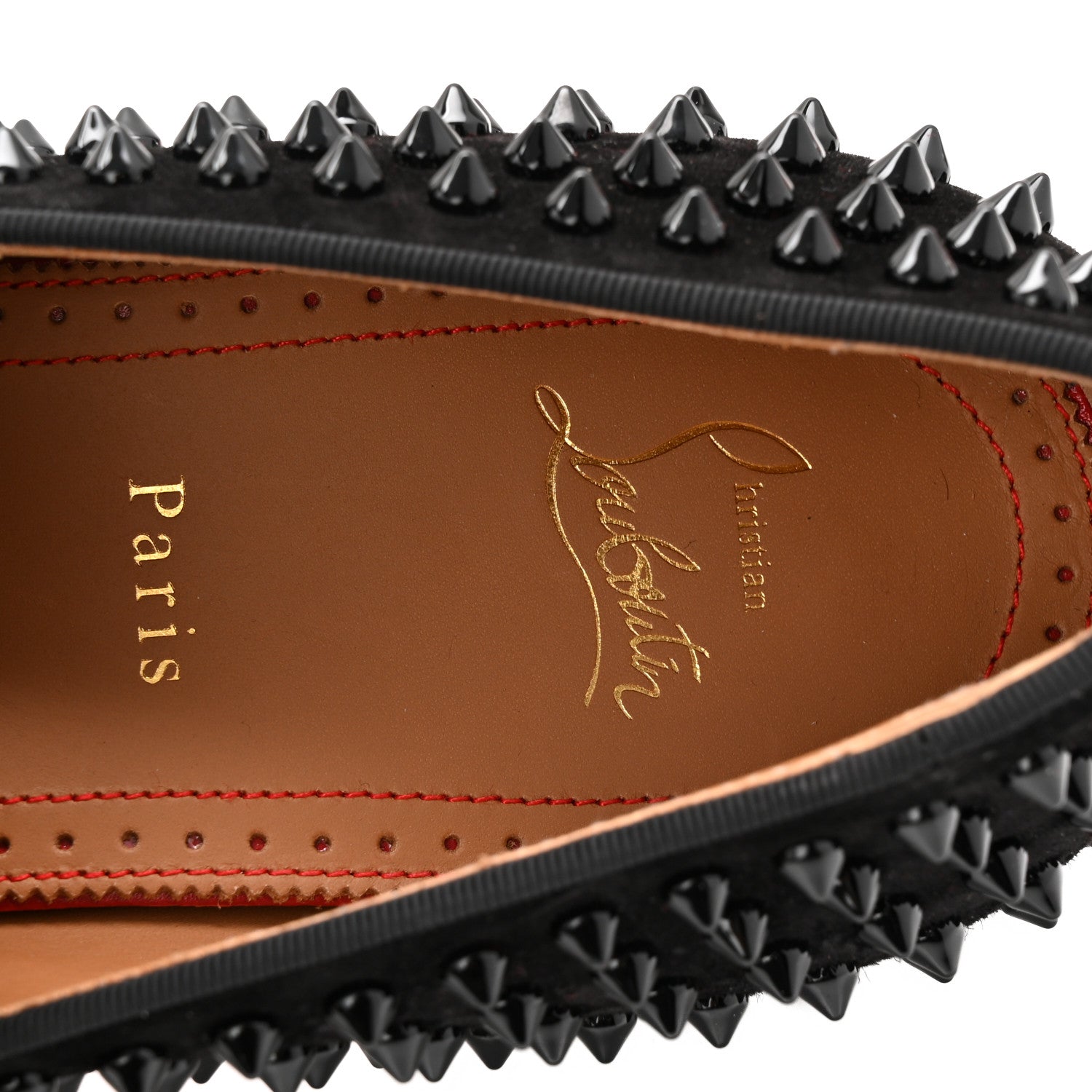 Christian Louboutin Veau Velours Spikes Mens Dandelion Flat Loafers 42.5 Black 8 of 9