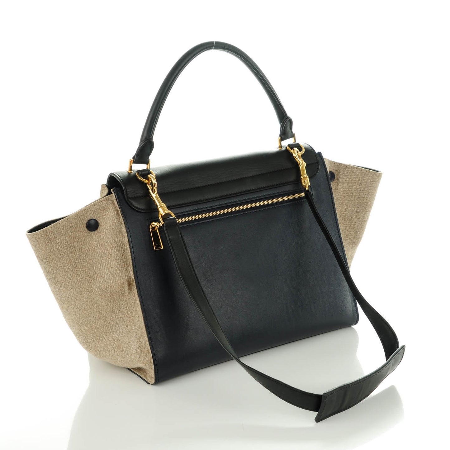 Smooth Calfskin Canvas Medium Trapeze Navy Blue