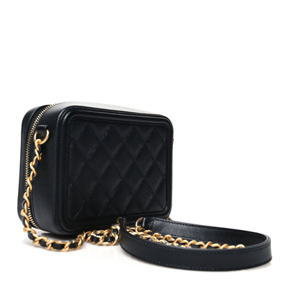 Chanel Caviar Quilted CC Filigree Vanity Clutch With Chain Black 3 of 10