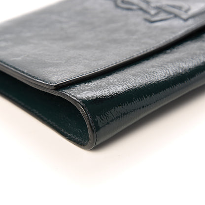 Saint Laurent Textured Patent Calfskin Large Belle De Jour Clutch Green 9 of 10