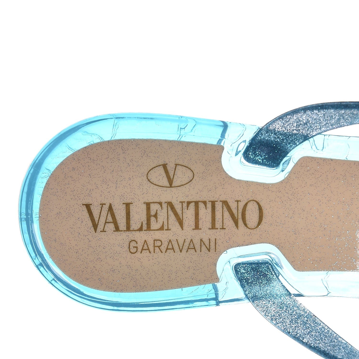 Valentino Garavani PVC Jelly Glitter Rockstud Bow Thong Sandals 36 Cerulean 7 of 8