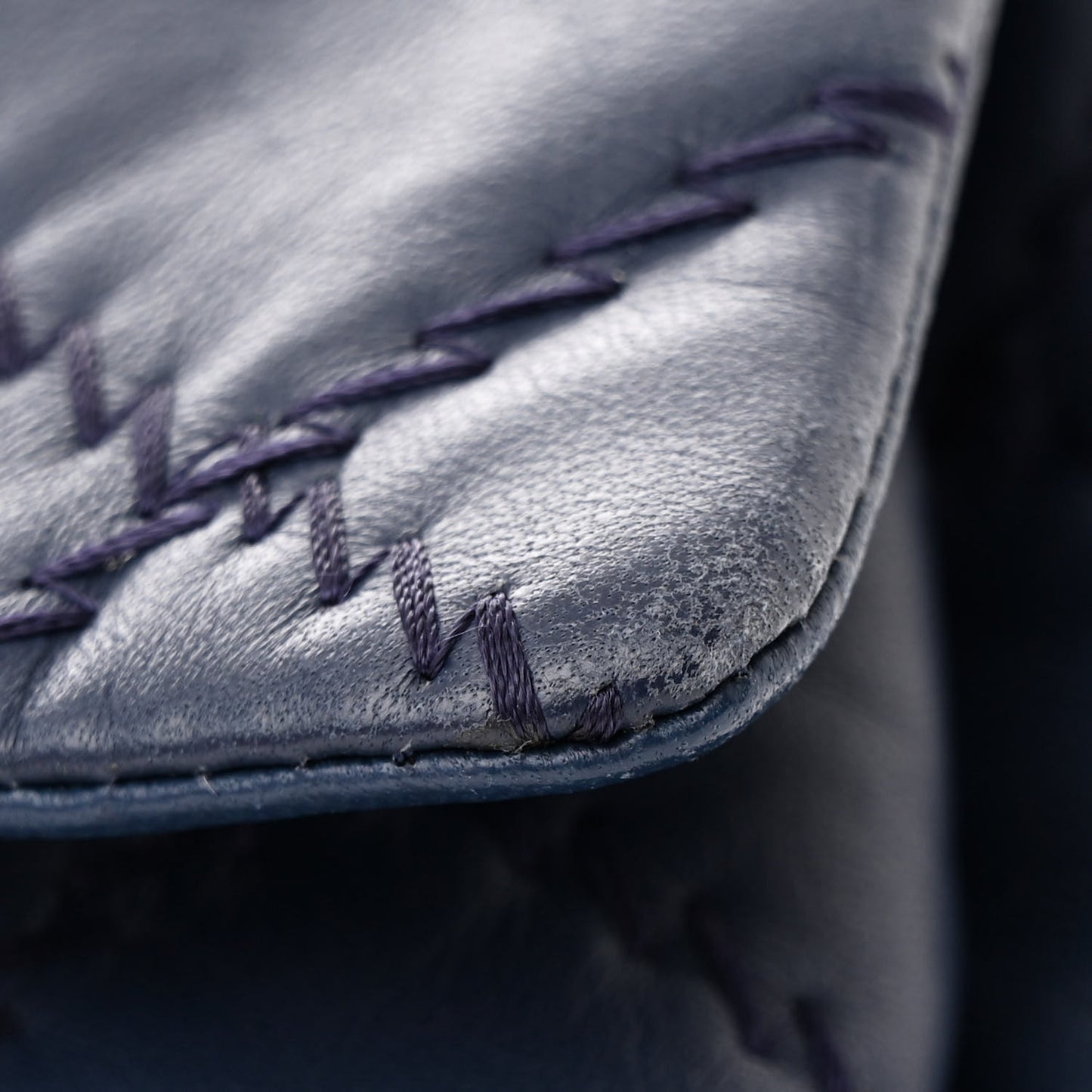 Lambskin Ultimate Stitch Flap Blue