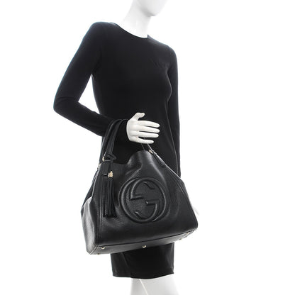 Gucci Pebbled Calfskin Medium Soho Shoulder Bag Black 2 of 7
