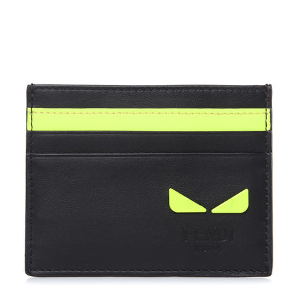 Fendi Vitello Grace Light I See You Eyes Card Holder Black Giallo Fluo 1 of 9