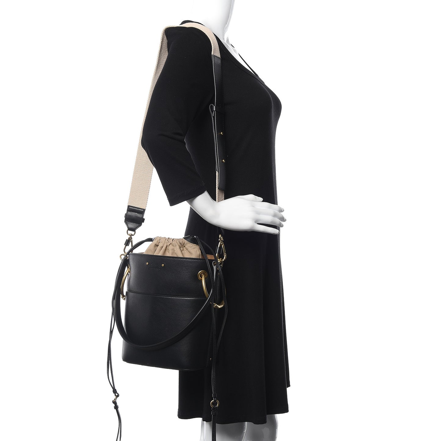 Smooth Calfskin Small Roy Bucket Bag Black