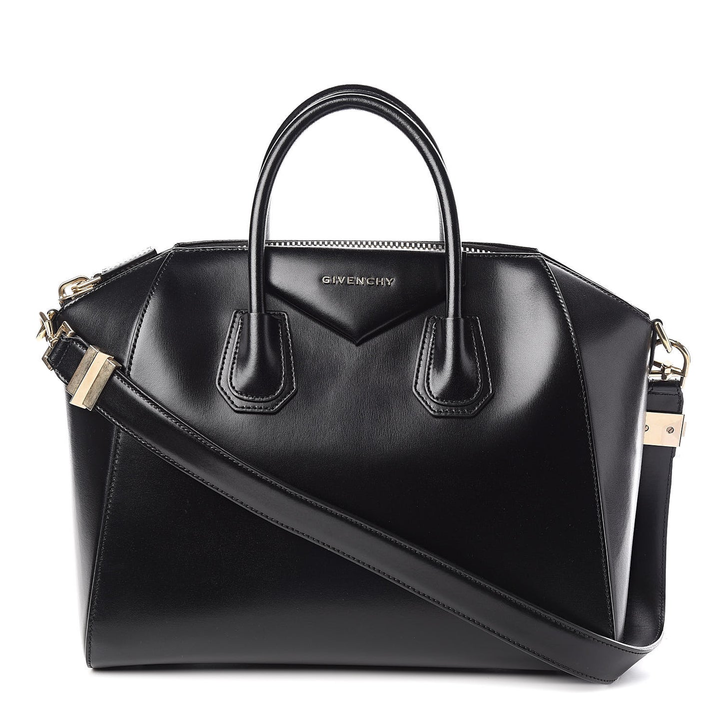 Shiny Lord Calfskin Medium Antigona Black