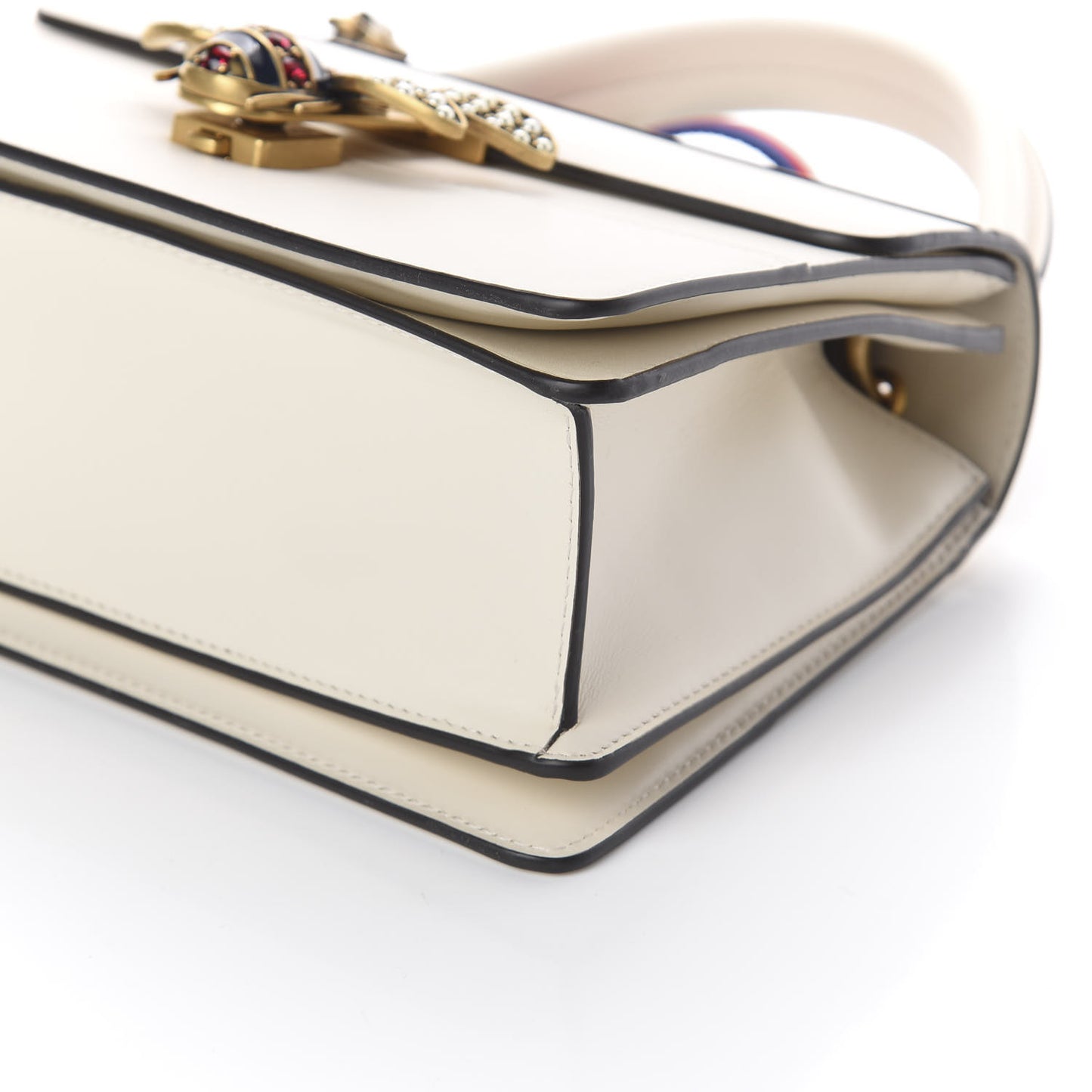 Calfskin Sylvie Web Small Queen Margaret Top Handle Bag White