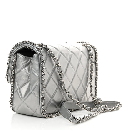Chanel Metallic Lambskin Medium Chain All Over Flap Silver 3 of 12