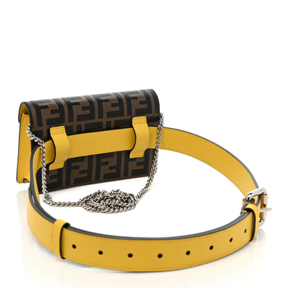 Fendi Vitello Cruise F is Fendi Bi-Color FF 1974 Embossed Envelope Belt Bag Maya Black Sunflower 3 of 12