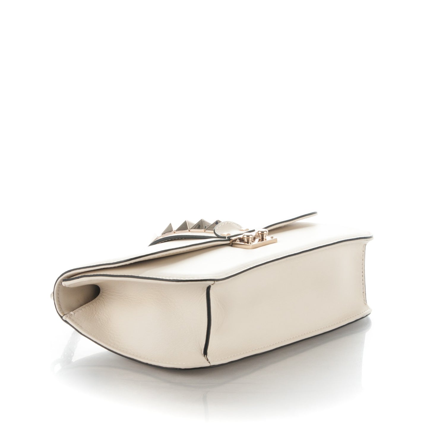 Vitello Medium Glam Lock Rockstud Flap Light Ivory
