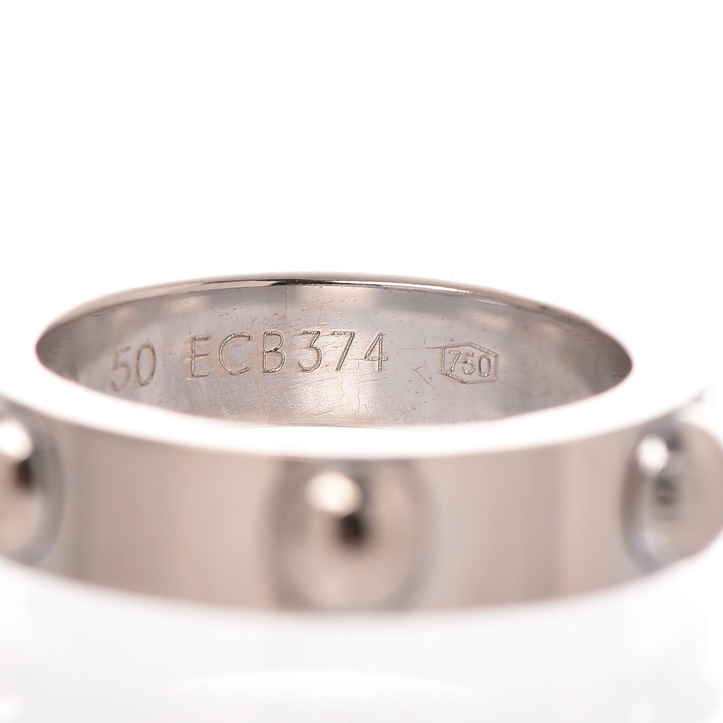 18K White Gold Bague Clous Ring 50 5.5