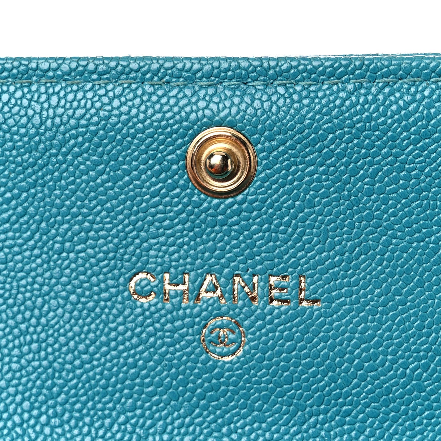 Caviar Quilted Boy Card Holder Wallet Turquoise