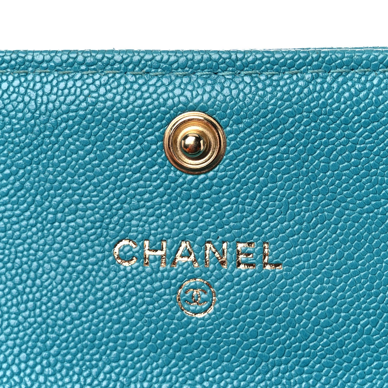 Chanel Caviar Quilted Boy Card Holder Wallet Turquoise 13 of 16