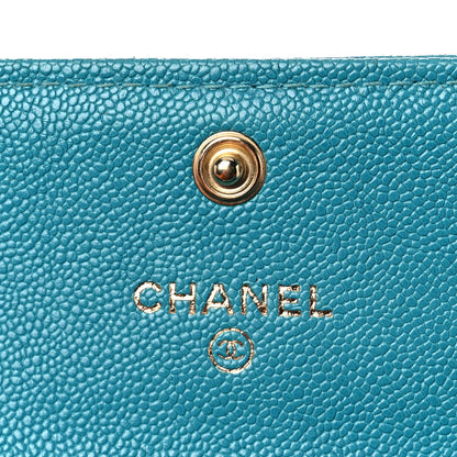 Chanel Caviar Quilted Boy Card Holder Wallet Turquoise 13 of 16