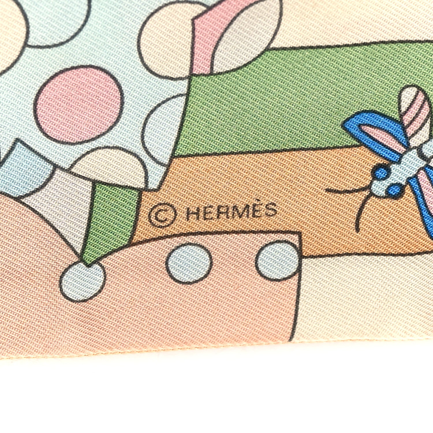 Hermes Silk Les Murmures de la Foret Twilly Beige Rose Bleu 4 of 4
