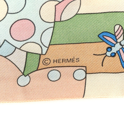 Hermes Silk Les Murmures de la Foret Twilly Beige Rose Bleu 4 of 4
