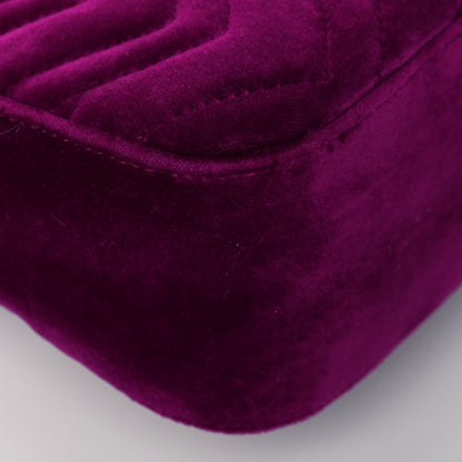 Gucci Velvet Matelasse Medium GG Marmont Shoulder Bag Fuchsia Violet Cyclamen 11 of 14