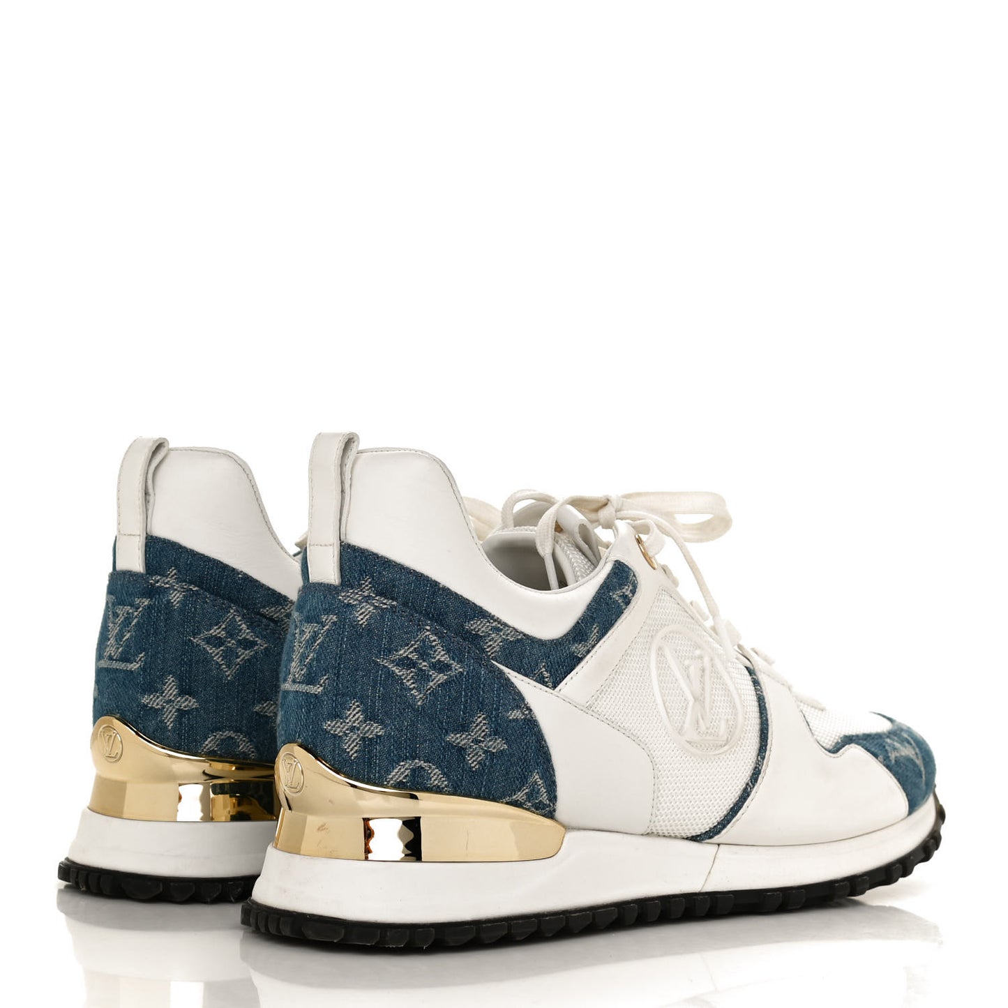 Calfskin Monogram Denim Run Away Sneakers 40 White