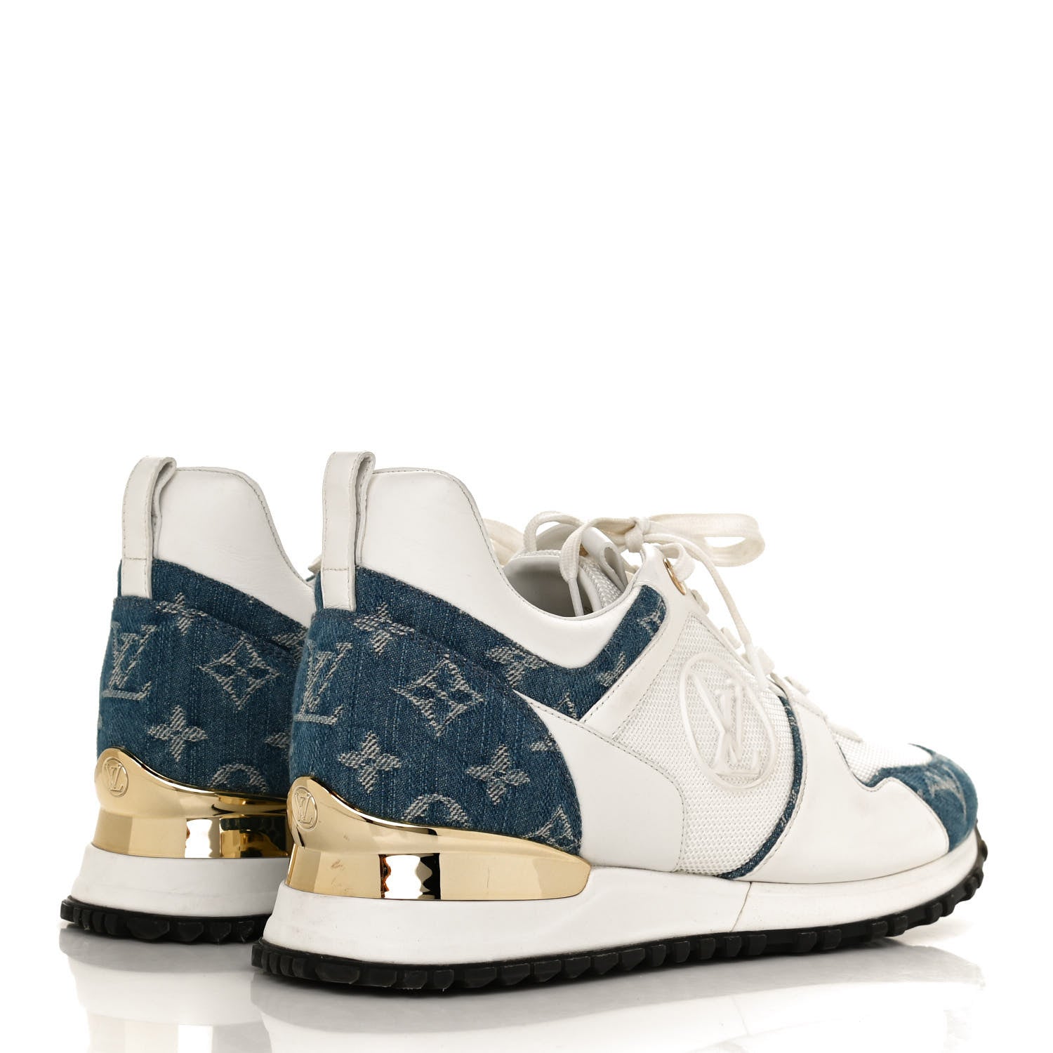 Louis Vuitton Calfskin Monogram Denim Run Away Sneakers 40 White 4 of 10