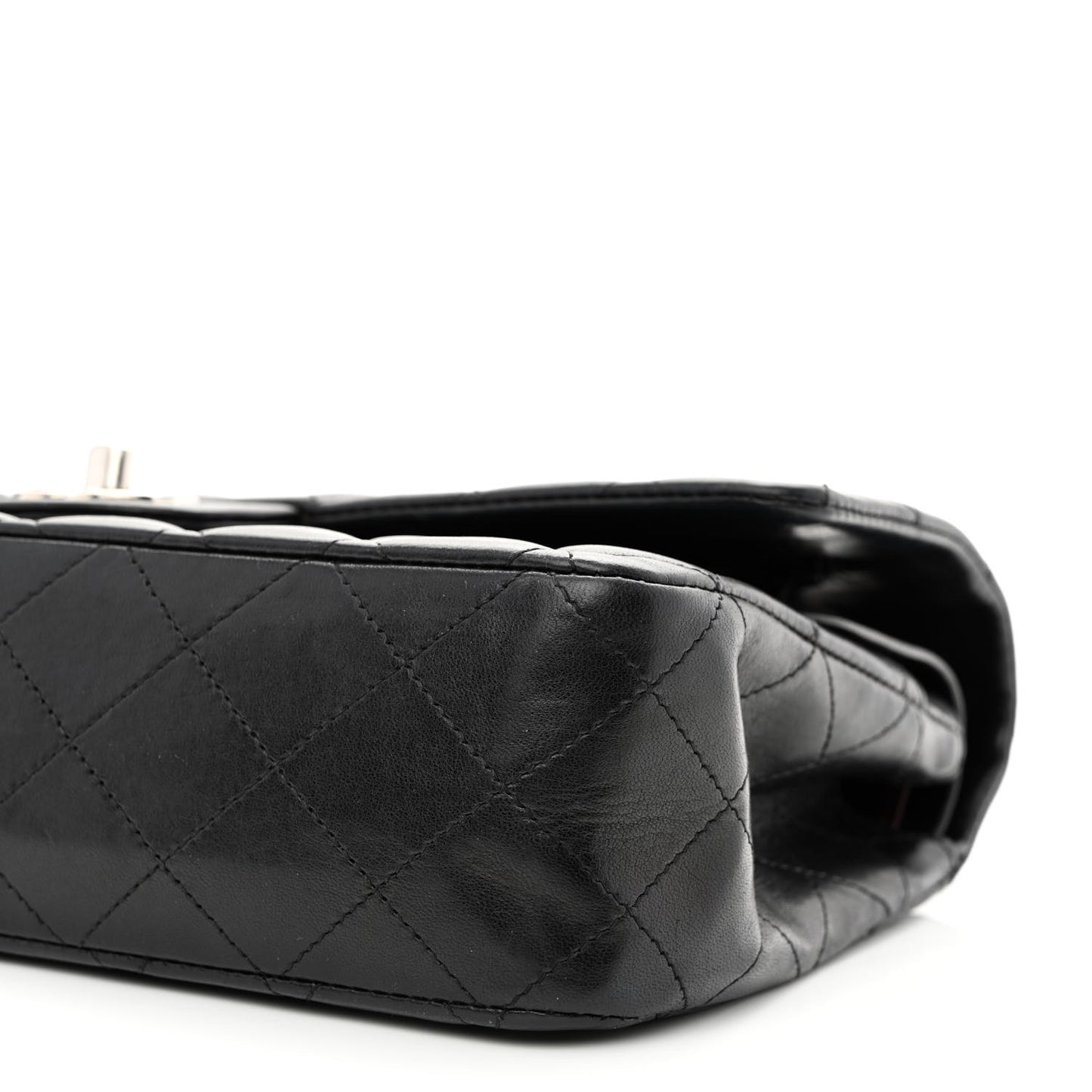 Lambskin Quilted Medium Double Flap Black