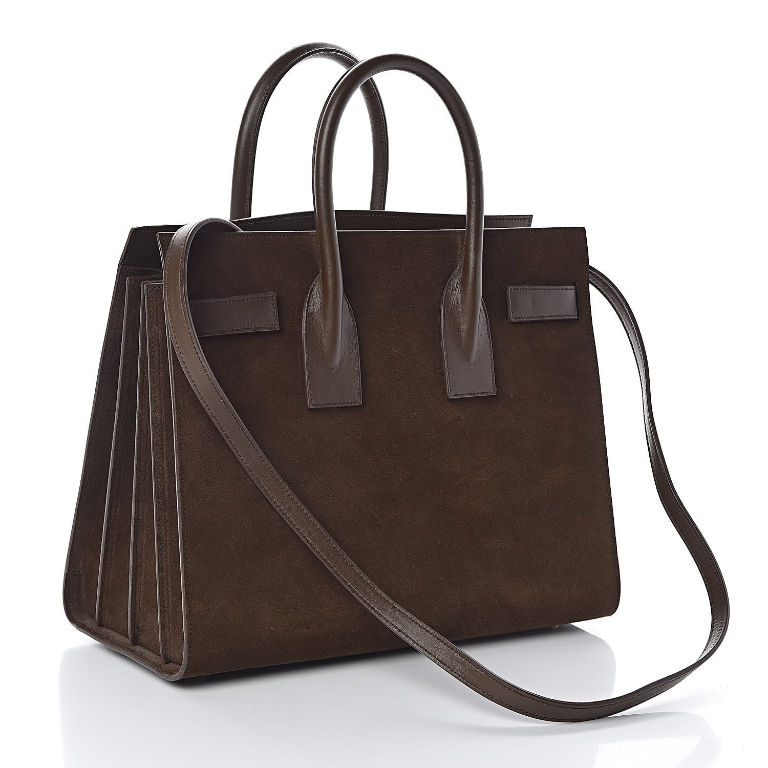 Saint Laurent Suede Calfskin Small Sac De Jour Military Brown 3 of 9