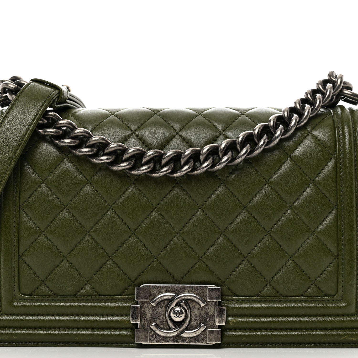 Chanel Lambskin Quilted Medium Boy Flap Green 5 of 11