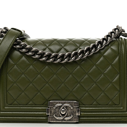 Chanel Lambskin Quilted Medium Boy Flap Green 5 of 11