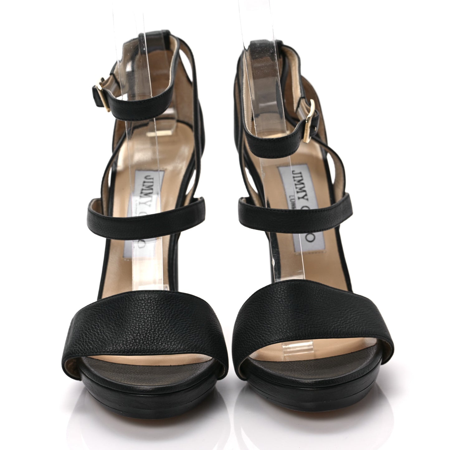 Grainy Calfskin Discus Sandals 38.5 Black
