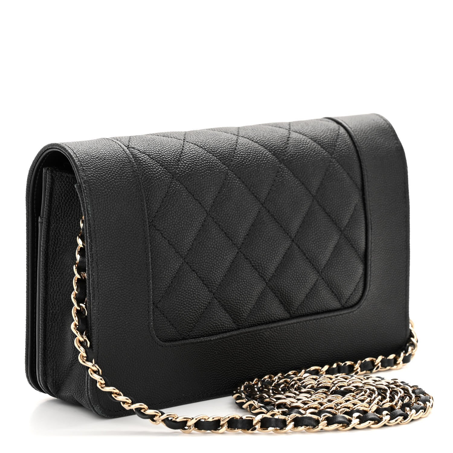Chanel Caviar Quilted Vintage Mademoiselle Wallet On Chain WOC Black 3 of 9