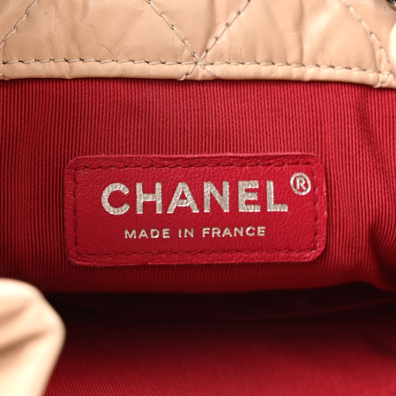 Chanel Aged Calfskin Quilted Small Gabrielle Backpack Beige Black 6 of 14