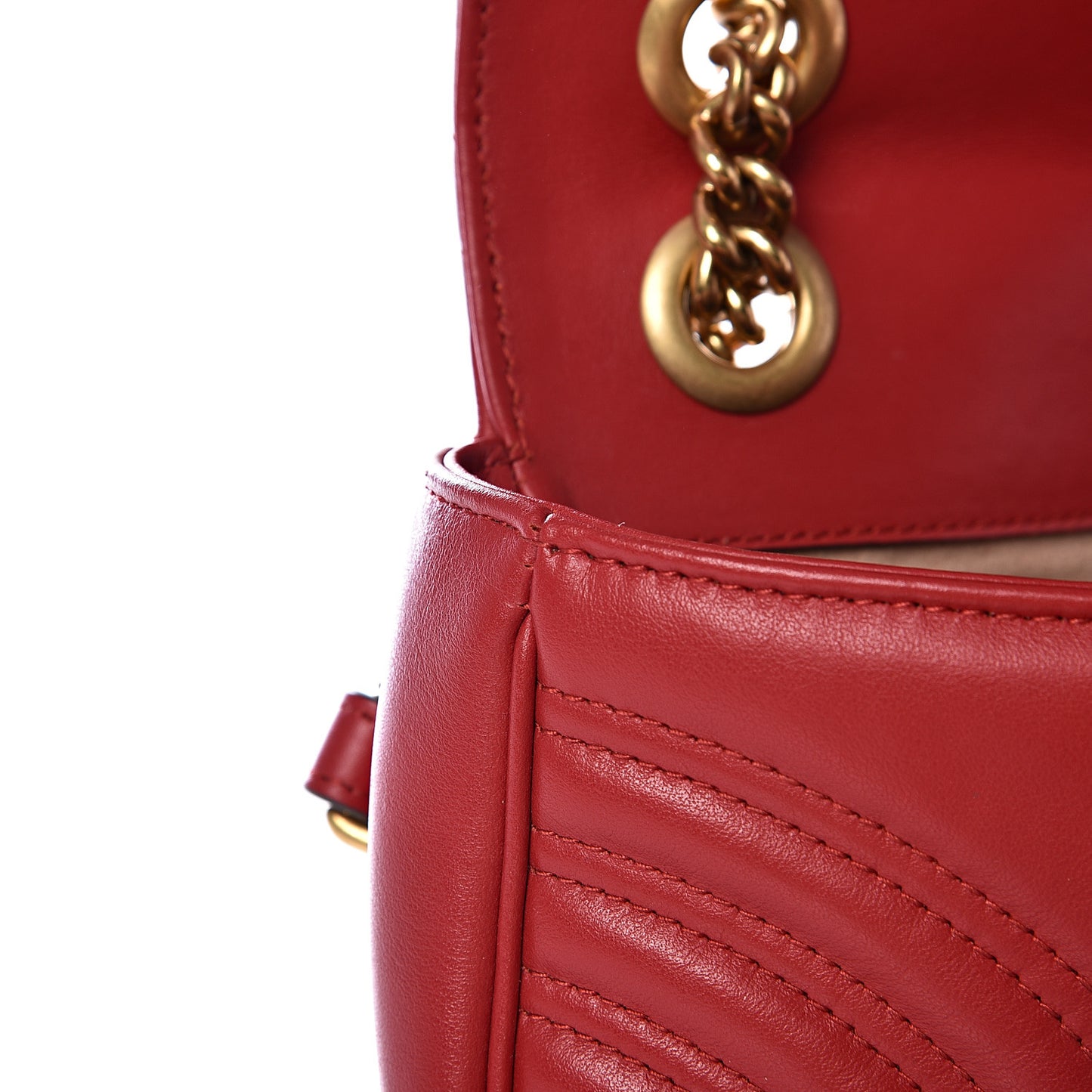 Calfskin Matelasse Mini GG Marmont Shoulder Bag Hibiscus Red