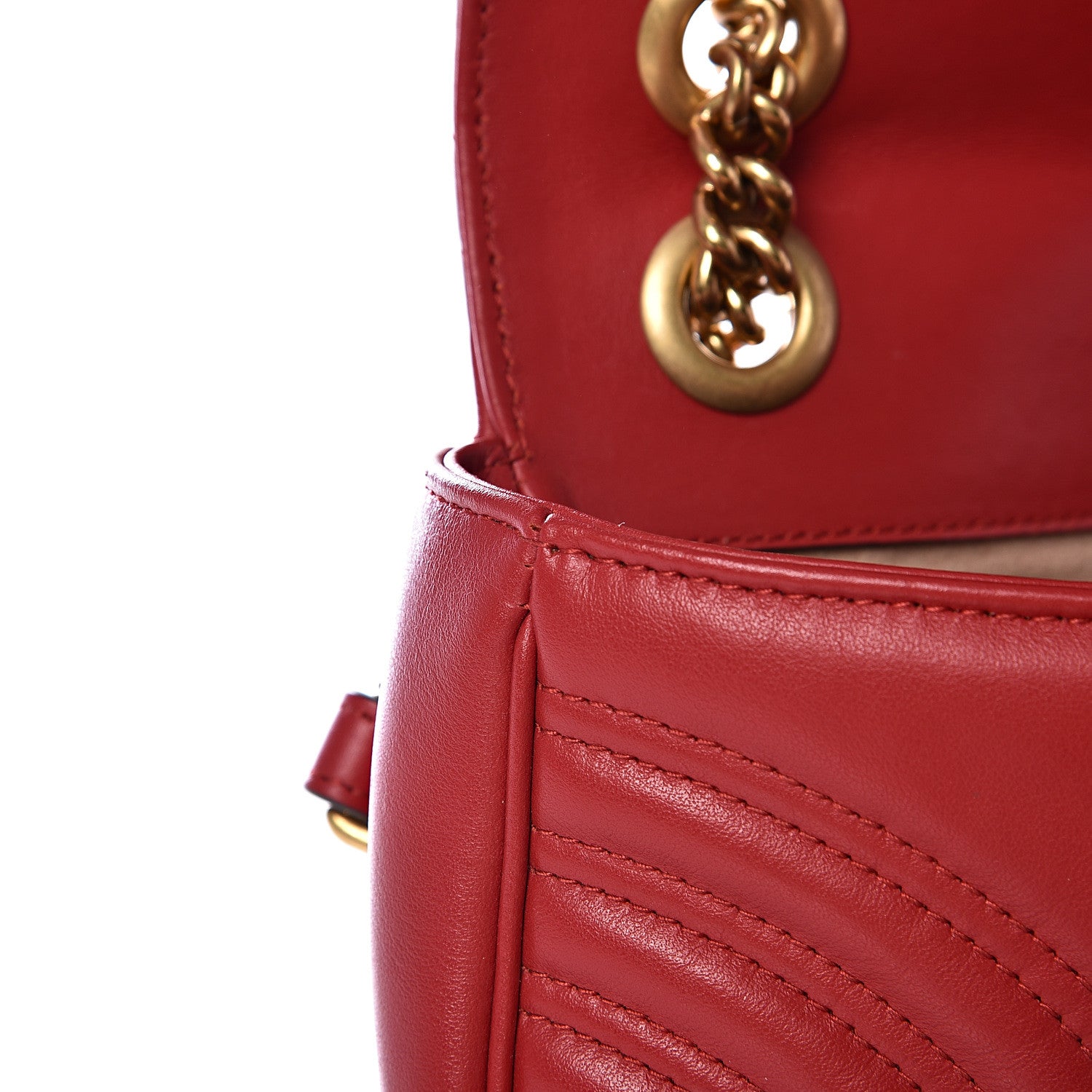 Gucci Calfskin Matelasse Mini GG Marmont Shoulder Bag Hibiscus Red 9 of 12